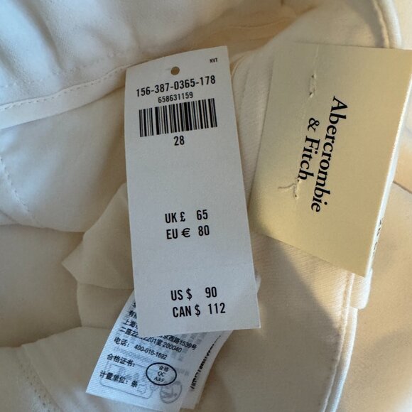 Abercrombie Cuffed Hem Tailored Wide Leg Pant in cream size 28 - Picture 5 of 6